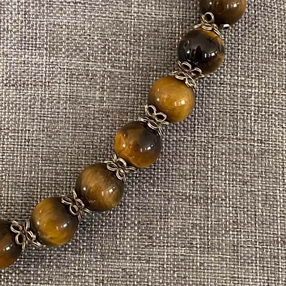 Genuine tigers eye necklace and earrings. - Picture 2 of 6